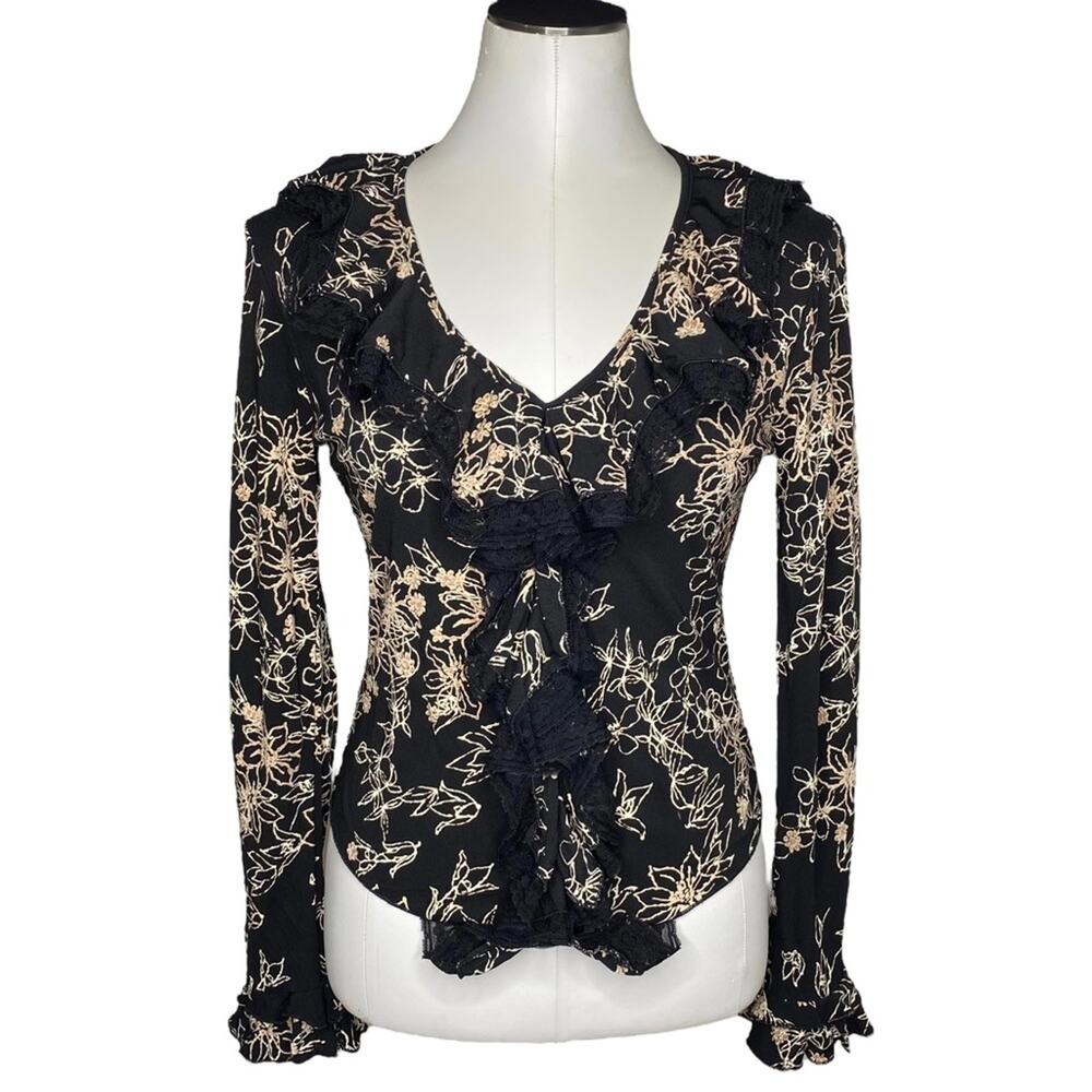 Vintage Rampage Ruffle Long Sleeve Top size Small